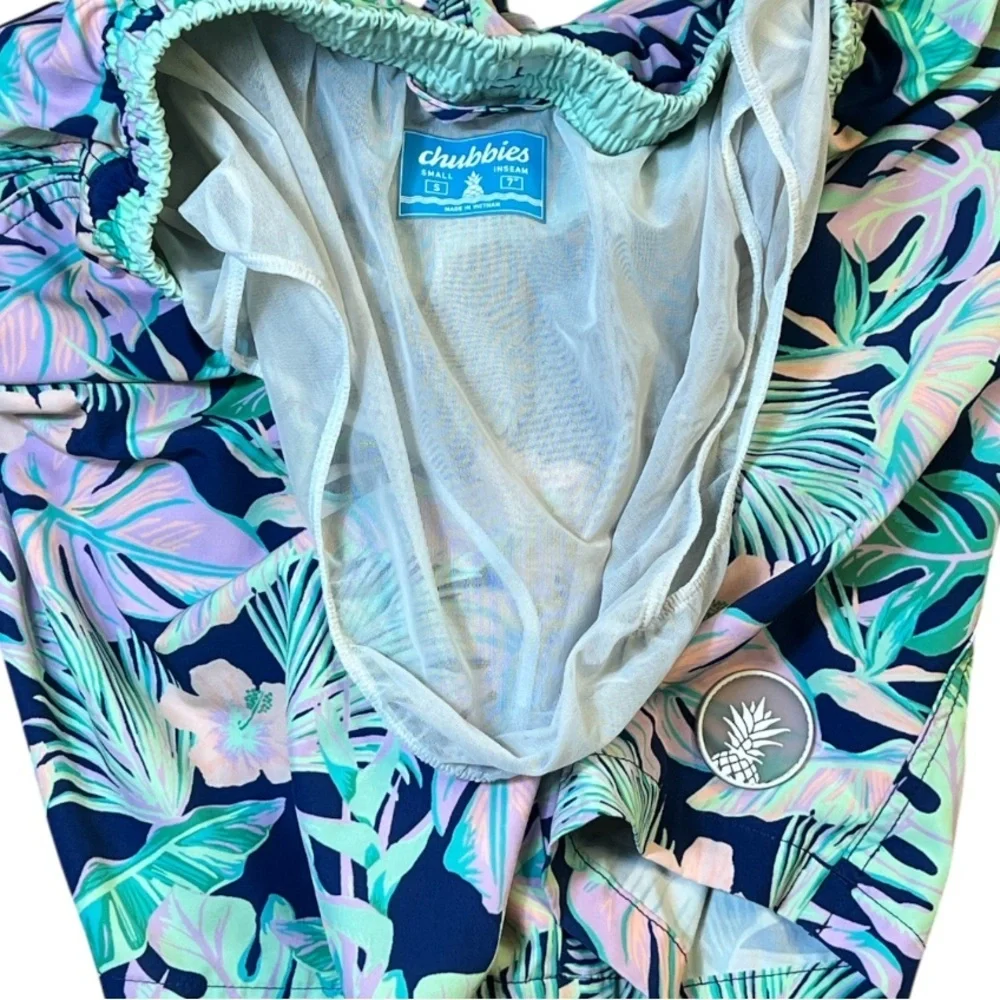 Chubbies The Night Faunas Swim Trunk Short 7” Tropical Beach Pool Liner Pockets